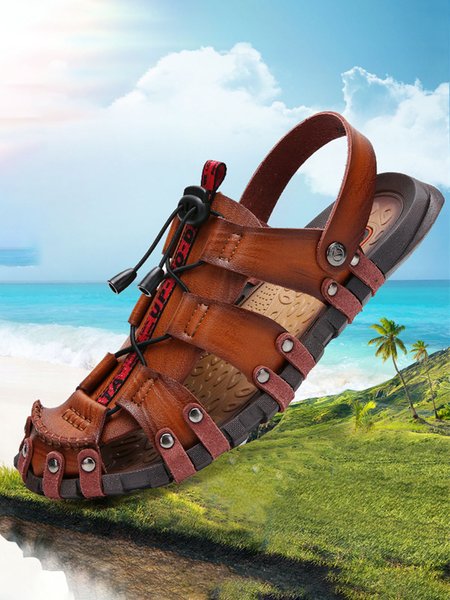

Men's Baotou Breathable Outdoor Beach Sandals, Light brown, Men's Sandals