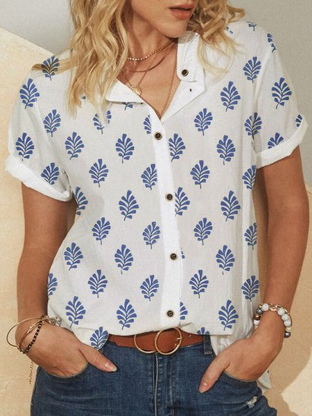 

Loosen Shirt Collar Short Sleeve Blouse, White, Shirts & Blouses