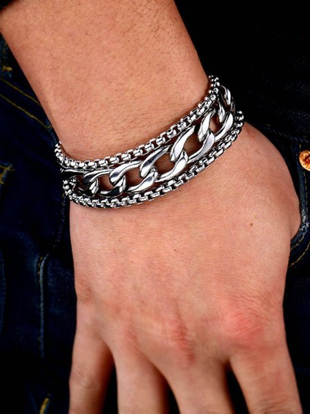 Men's Personalized Simple Bracelet, Silver, Men Bracelets