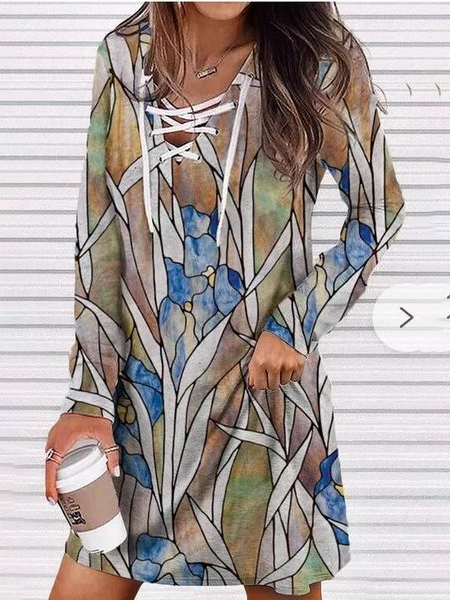 

Cotton Long Sleeve Woven Dress, As picture, Summer Dresses