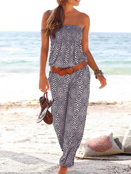 

Vacation Sleeveless Boho Jumpsuits, Multicolor, Jumpsuits