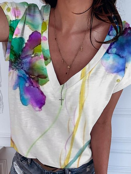 

Gradient print spring new explosion style super nice casual ladies T-shirt, Multicolor, Tees & T-shirts