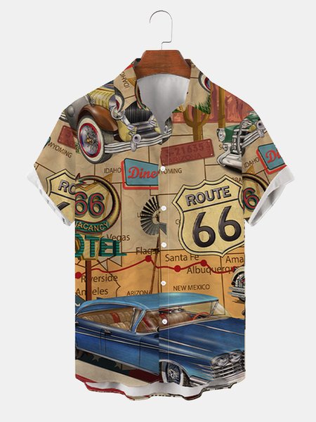 

Car Vacation Shirt Collar Shirts & Tops, Yellow, Shirts ＆ Blouse