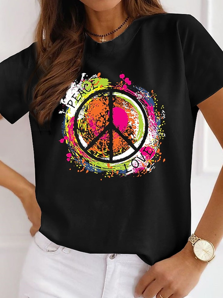 

Casual Regular Fit Ombre Cotton Blends Short Sleeve T-Shirt, Black, T-Shirts