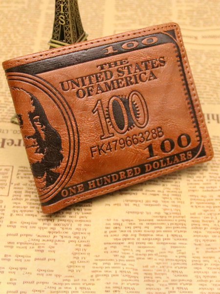 

JFN Men's Dollar Pattern Short Wallet, Coffee, Men's Bags