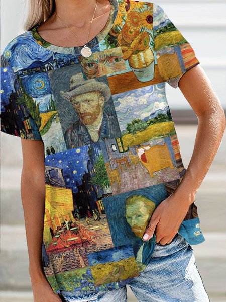 

Loosen Abstract Short Sleeve T-Shirt, Multicolor, T-Shirts