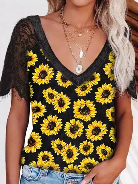 

Loosen Casual Short Sleeve T-Shirt, Yellow, T-Shirts