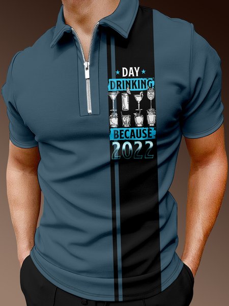 

Casual Festive Collection Cinco De Mayo Lapel Short Sleeve Polo Print Top, Blue, Men's t-shirts