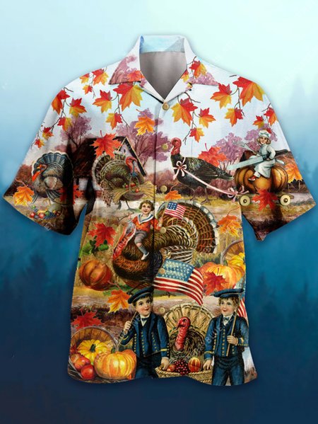 

Animal Shirt Collar Shirts & Tops, Orange, Shirts ＆ Blouse