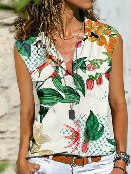 

Loosen Casual Floral Short Sleeve Blouse, Flower, Blouses & Shirts