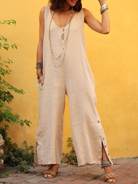 

Plain Cotton Jumpsuit & Romper, Apricot, Jumpsuits