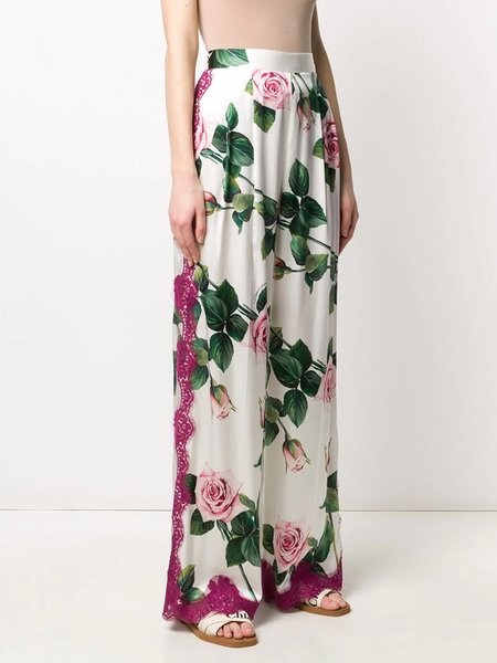 

Floral Regular Fit Vacation Pants, Multicolor, Wide Leg Pants