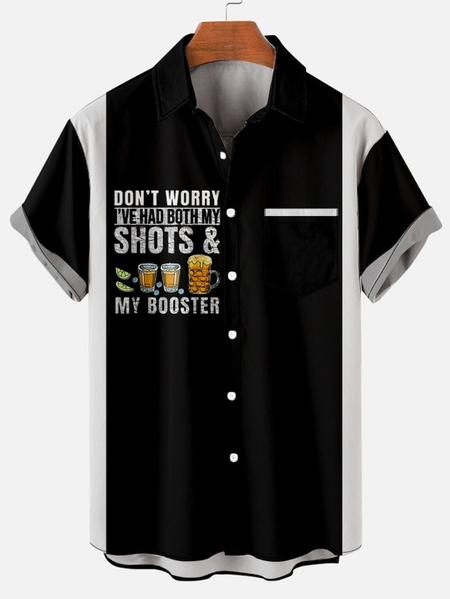 

Men’s Don't worry I've had both my shots and booster Casual Tribal Short Sleeve Hawaiian Shirt, Black, Shirts