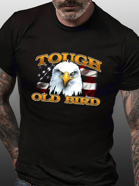 

Tough Old Bird Bald Eagle Print T-shirt, Black, T-shirts