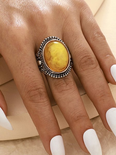

JFN Ethnic Amber Ring, As picture, Rings