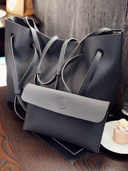 

JFN Simple Plain Handbag Two Pieces Women's Shopping Bag Handbag, Deep gray, Women's Bags