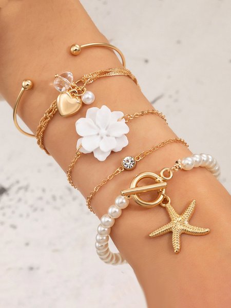 

Bohemian Starfish Floral Bracelet, As picture, Bracelets