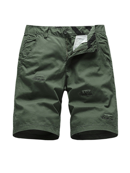 

Casual Style Men's Embroidered Stretch Cropped Loose Casual Shorts, Army green, Men's shorts