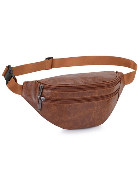 

Men's Retro PU Leather Casual Chest Bag Waist Bag, Brown, Men's Bags