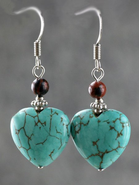 

Vintage Heart Turquoise Earrings, As picture, Earrings
