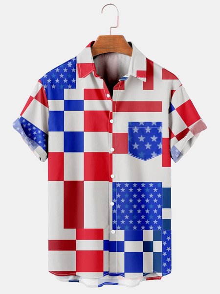 

Men's Printed Casual Breathable Short Sleeve Hawaiian Shirt, Blue, Men's Floral shirt