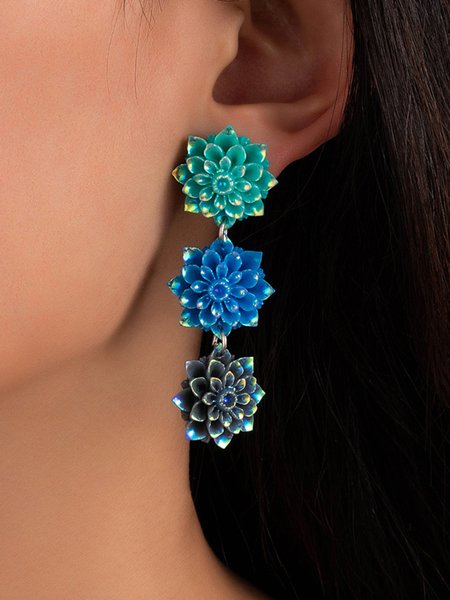 

Vintage Resin Floral Earrings, As picture, Earrings