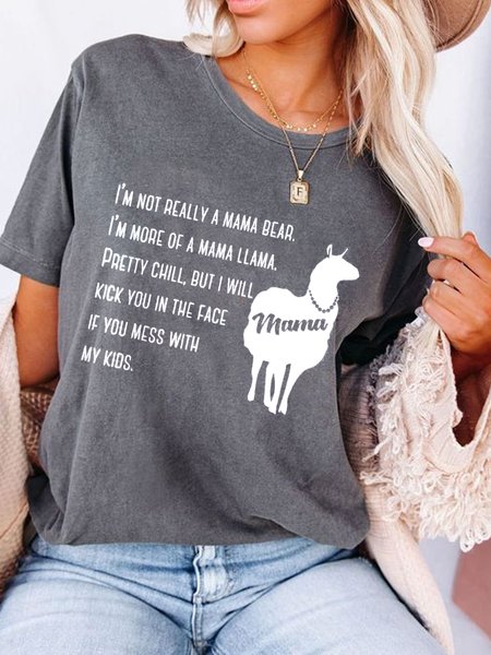 

Casual Crew Neck Cotton Blends Short Sleeve T-Shirt, Gray, Tees & T-shirts