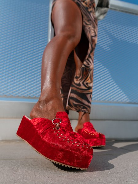 

Urban Suede Wedge Platform Slipper Sandals, Red, Creepers & Wedges