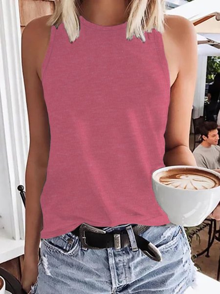 

Solid Vest Casual Tank & Cami, Pink, Tank Tops