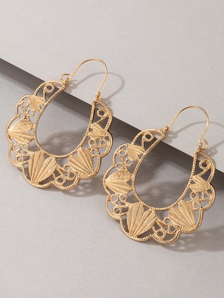 

Ethnic Metal Cutout Earrings, As picture, Earrings