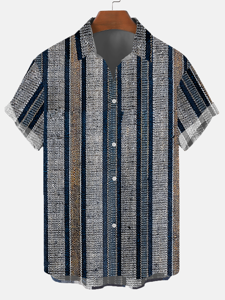 

Cotton Linen Style American Casual Striped Versatile Linen Shirt, As picture, Shirts ＆ Blouse