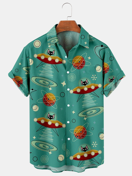 

Casual Short-Sleeved Shirt Printed shirt, Green, Men's Floral shirt