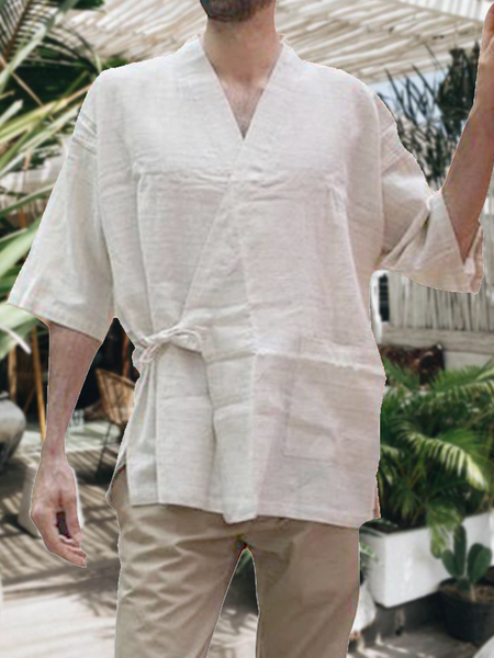 

Cotton Linen Style American Casual Basic Versatile Linen Shirt, As picture, Shirts ＆ Blouse