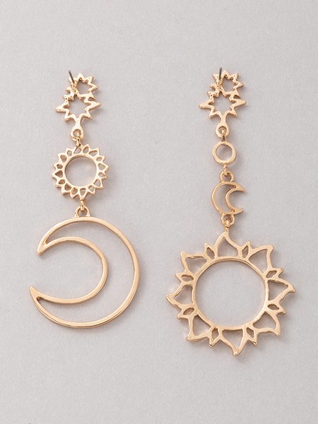 

Metal Cutout Sun Moon Earrings, Golden, Earrings