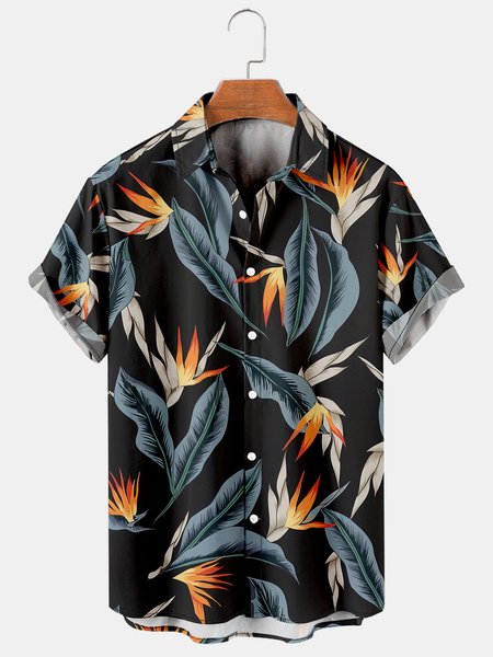

Men's Printed Casual Breathable Hawaiian Short Sleeve Shirt, As picture, Men's Floral shirt