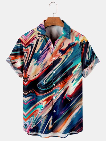 

Men's Printed Casual Breathable Hawaiian Short Sleeve Shirt, As picture, Men's Floral shirt