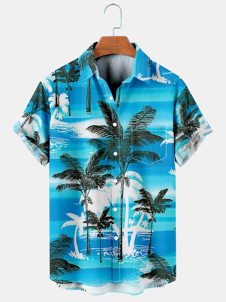 

Men's Printed Casual Breathable Hawaiian Short Sleeve Shirt, As picture, Men's Floral shirt