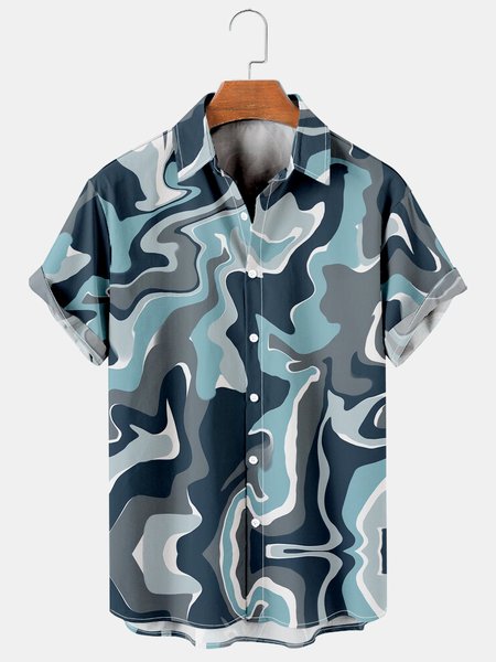 

Men's Printed Casual Breathable Hawaiian Short Sleeve Shirt, As picture, Men's Floral shirt