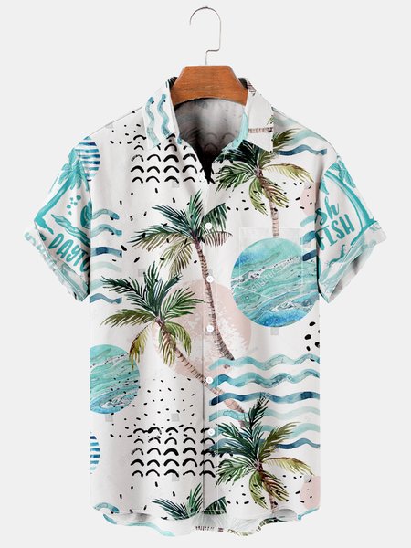 

Men's Printed Casual Breathable Hawaiian Short Sleeve Shirt, As picture, Men's Floral shirt