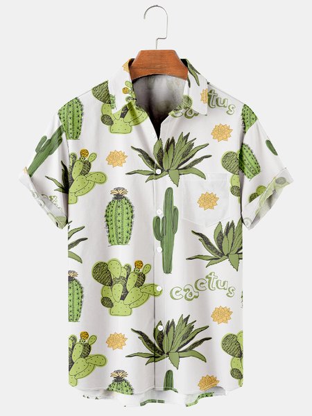 

Men's Printed Casual Breathable Hawaiian Short Sleeve Shirt, As picture, Men's Floral shirt