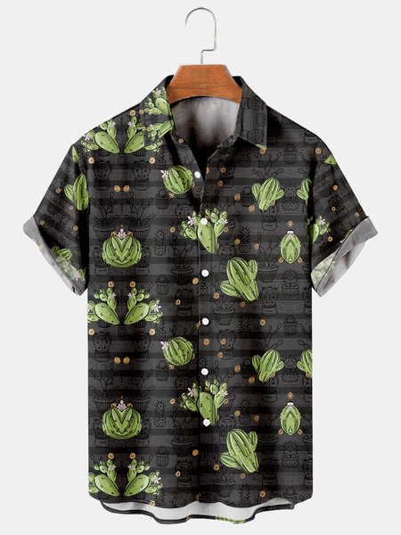 

Men's Printed Casual Breathable Hawaiian Short Sleeve Shirt, As picture, Men's Floral shirt