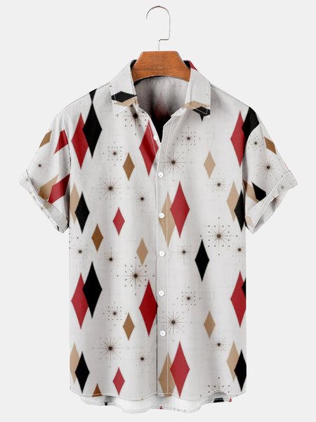 

Men's Printed Casual Breathable Hawaiian Short Sleeve Shirt, As picture, Men's Floral shirt