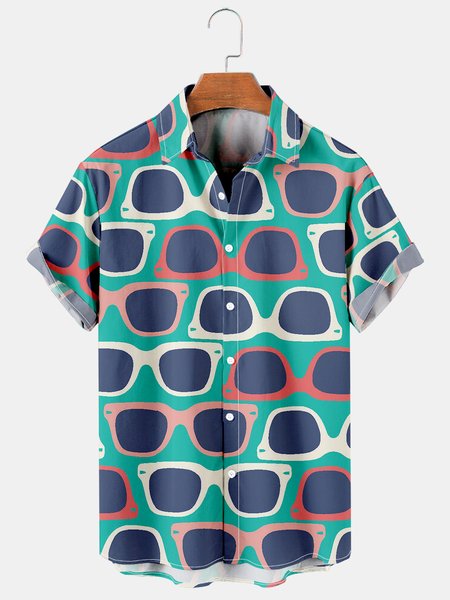 

Men's Printed Casual Breathable Hawaiian Short Sleeve Shirt, As picture, Men's Floral shirt