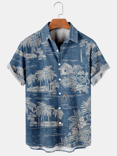 

Men's Printed Casual Breathable Hawaiian Short Sleeve Shirt, As picture, Men's Floral shirt