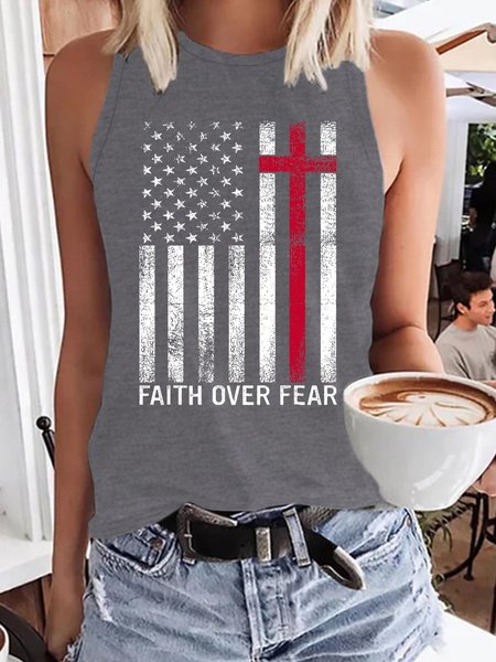 

Faith Over Fear Women's Knit Tank, Gray, Tank Tops