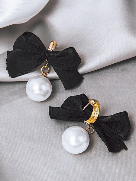 

Bow Pearl Earrings, As picture, Earrings