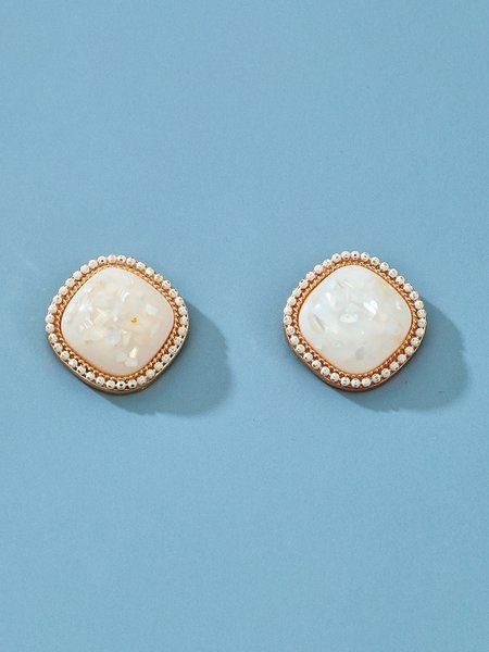 

Antique Opal Square Stud Earrings, As picture, Earrings