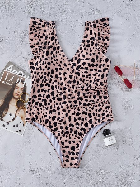 

Flash Sleeve Cover Belly Slim One Piece Swimsuit Plus Size, As picture, swimwear>>One-Pieces