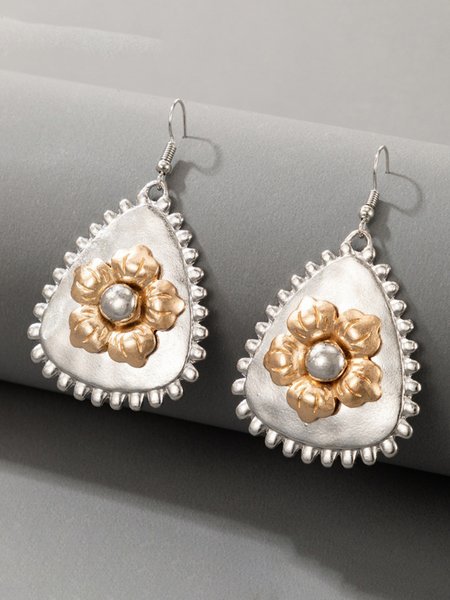 

Ethnic Metal Floral Earrings, As picture, Earrings