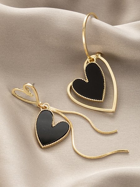 

Simple Heart Geometric Earrings, As picture, Earrings